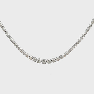 Riviera Diamond Tennis Necklace (4.00 ct.) 2.60 mm to 4.60 mm Buttercup Setting in 14K Gold