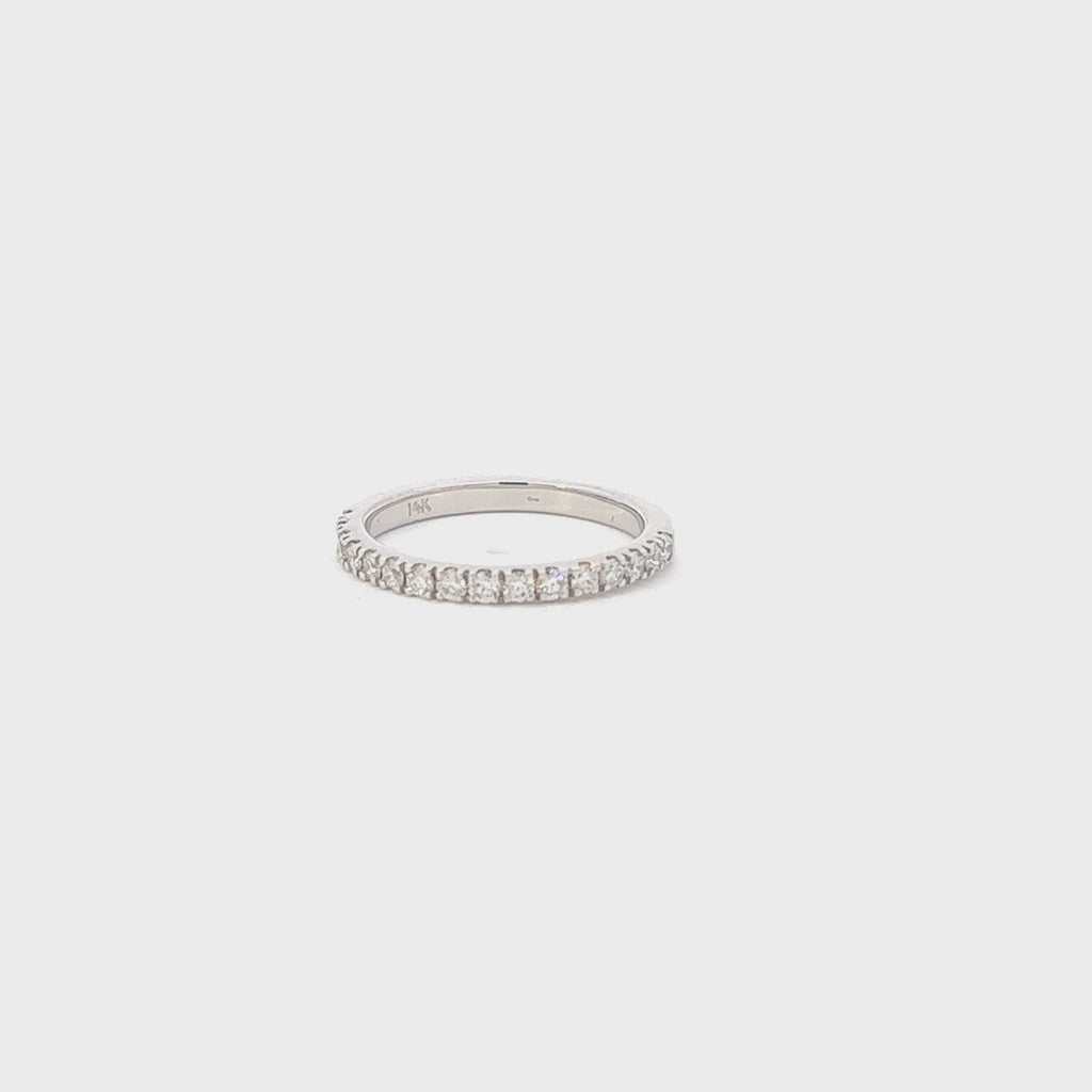 Diamond Halfway Pave Band in 14K Gold, 1.25 mm wide