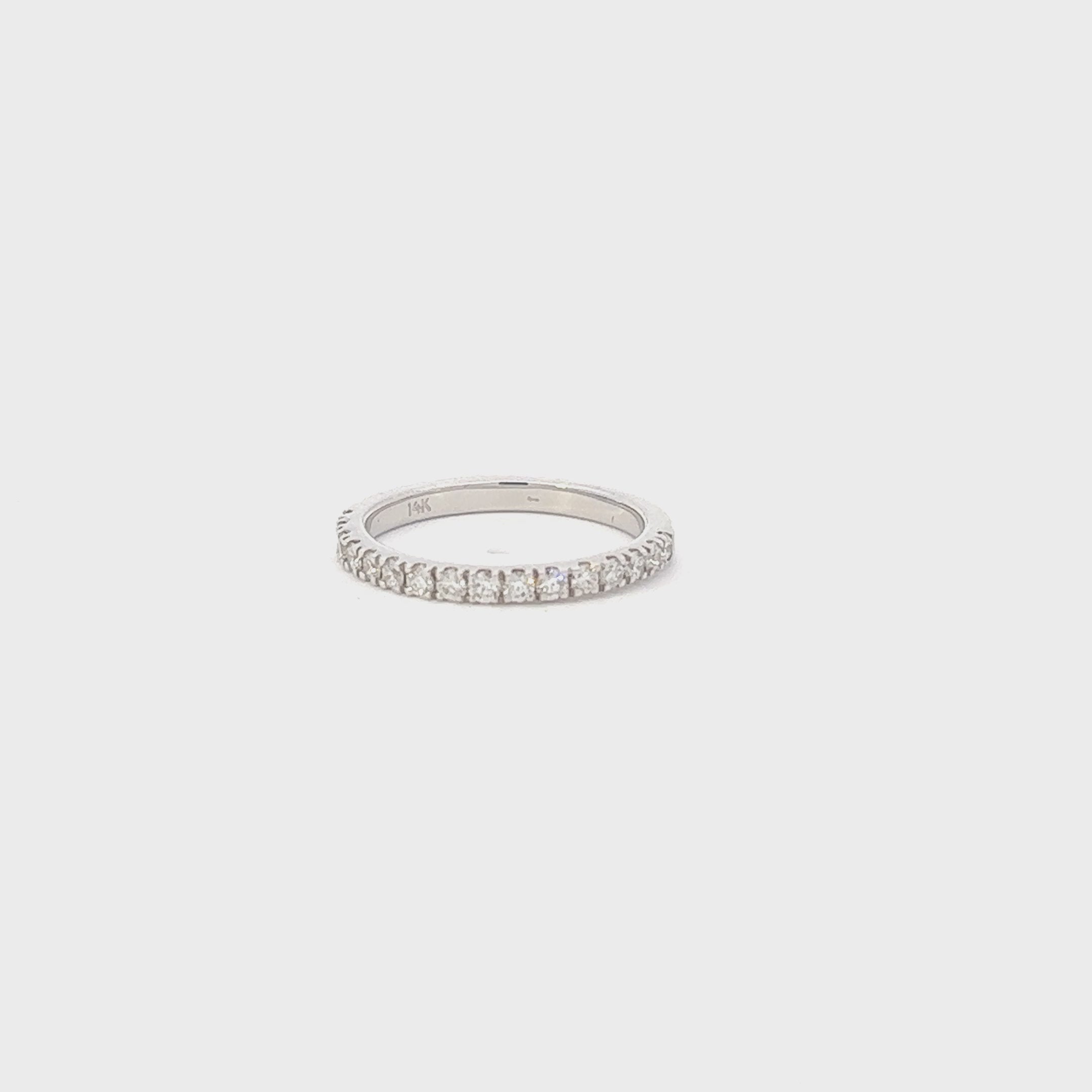 Diamond Halfway Pave Band in 14K Gold, 1.25 mm wide