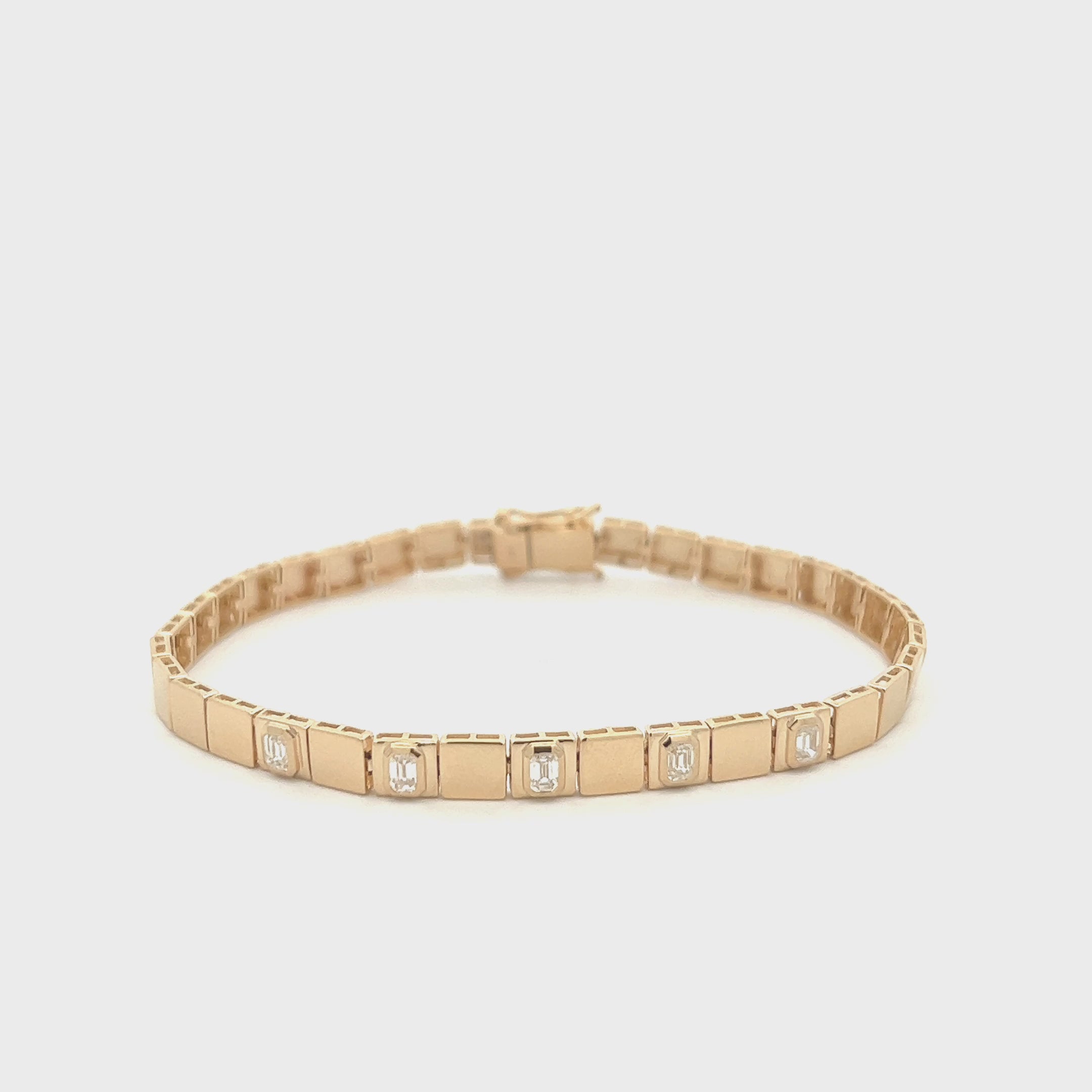 Fancy Square Bracelet With Emerald Cut Diamonds (0.55 ct.) in 14K Gold