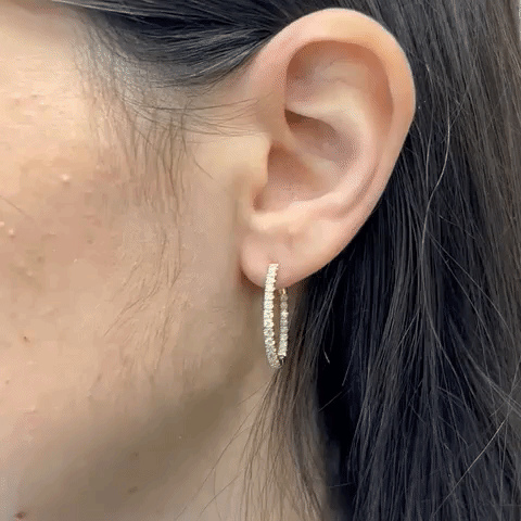 Diamond Inside-Out 0.75'' Hoop Earrings (1.10 ct.) 2.00 mm in 14K Gold