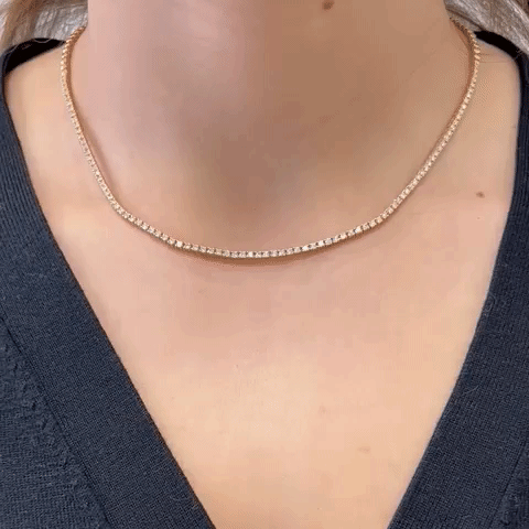 HalfWay Diamond Tennis Necklace (2.11 ct.) 2mm 4-Prong Setting in 14K Gold