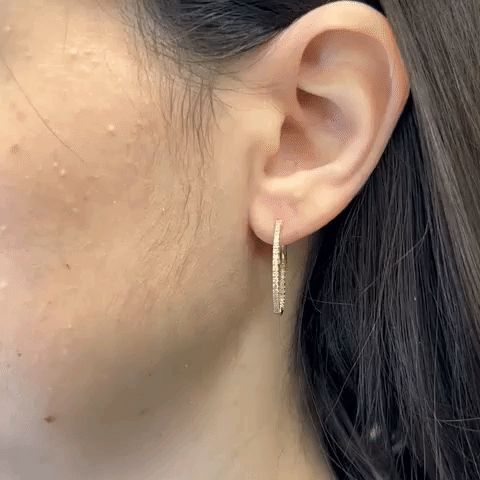 Diamond Inside-Out 0.75'' Hoop Earrings (0.55 ct.) 1.3 mm in 14K Gold