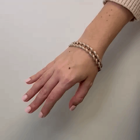 Diamond Link Bracelet (7.36 ct.)   Pave' Setting in 14K Gold