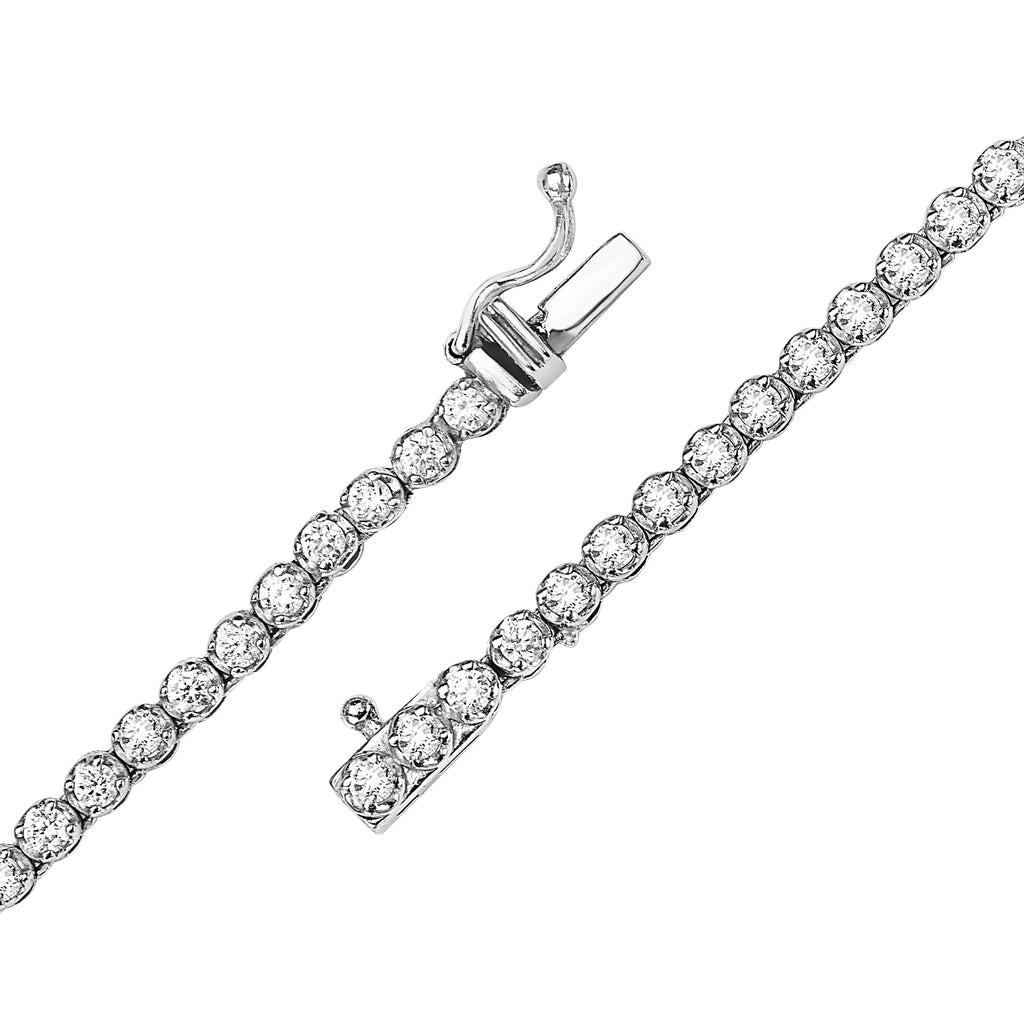 Diamond Tennis Necklace ( 2.55 ct.) 1.3 mm Buttercup Setting in 14K Gold