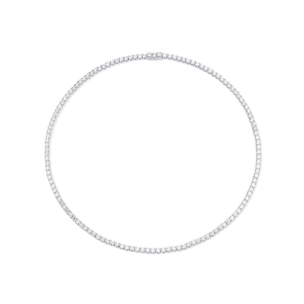 Diamonds Tennis Necklace ( 20.50 ct.) 3.8 mm 4-Prongs Setting in 14K Gold