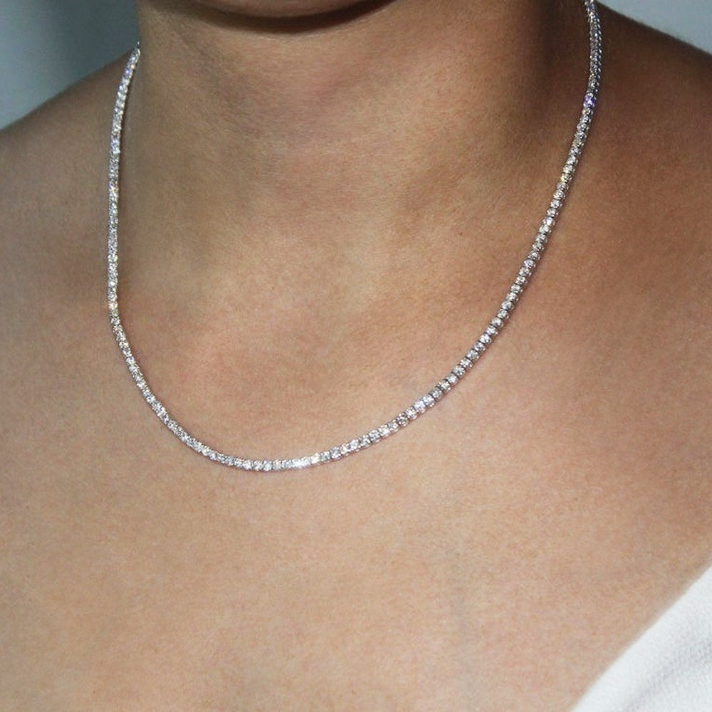 Diamond Tennis Necklace (7.50 ct.) 2.2 mm 4-Prongs Setting in 14K Gold